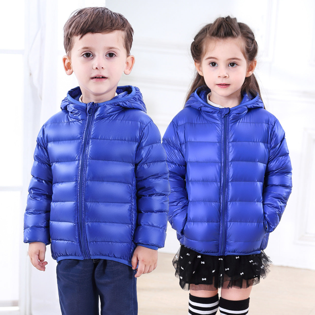 Doudoune légère pour enfant de taille moyenne et grande, veste courte à capuche en plumes pour enfant