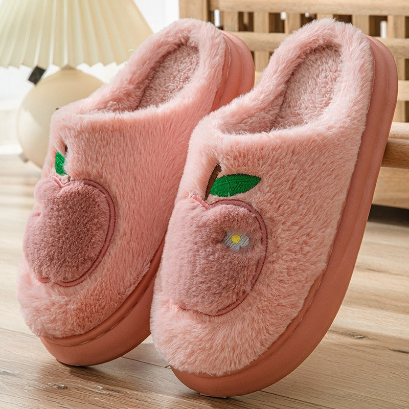 Chaussons en coton pour femmes, pantoufles chaudes en peluche pour l'intérieur