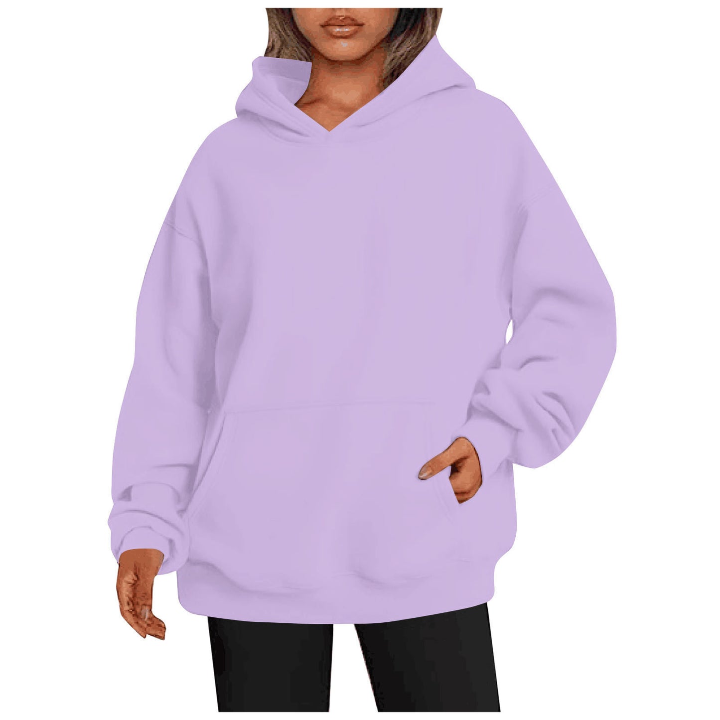 Sweats à capuche pour femmes avec poches, sweat-shirt tendance uni, pull à capuche surdimensionné, vêtements pour femmes
