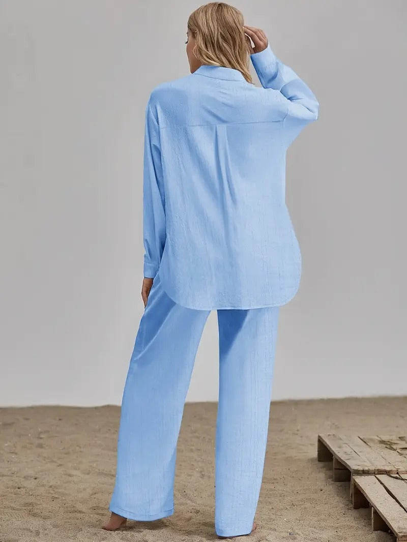 Ensemble chemise et pantalon amples pour femme