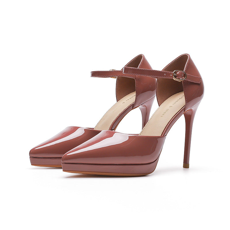 Pointed-toe Waterproof Platform Hollow 10 5cm Women's High Heels