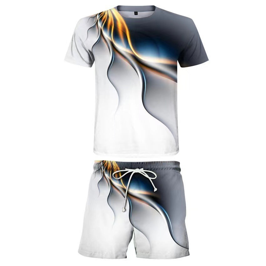 Ensemble t-shirt et short décontractés pour homme, vêtements de sport imprimés deux pièces