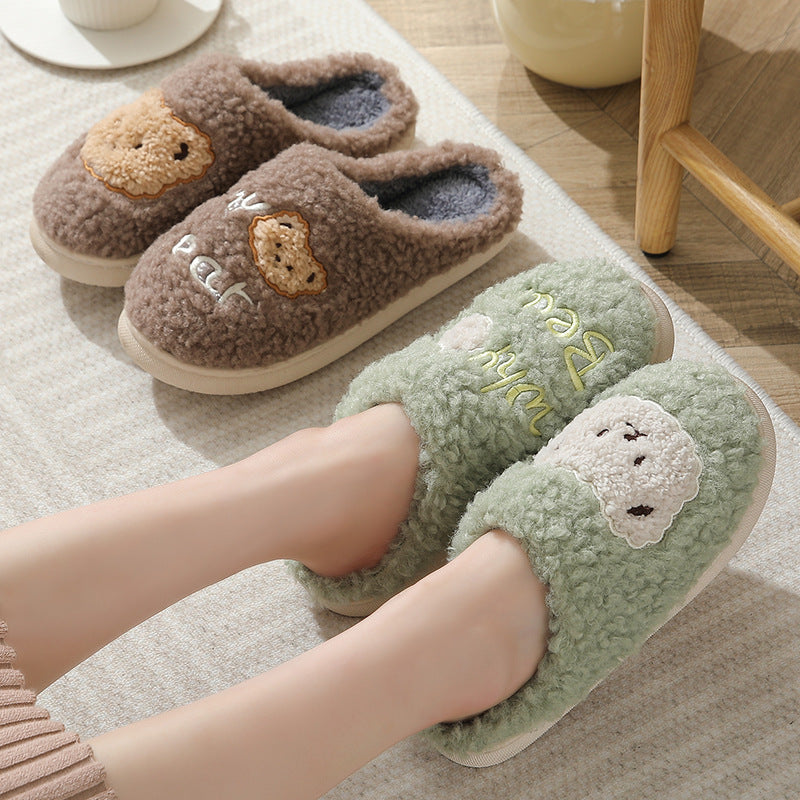 Chaussons d'hiver chauds en forme d'ours pour femmes