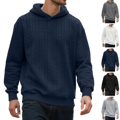 Men's Casual Thick Jacquard Hooded Sweatshirt
