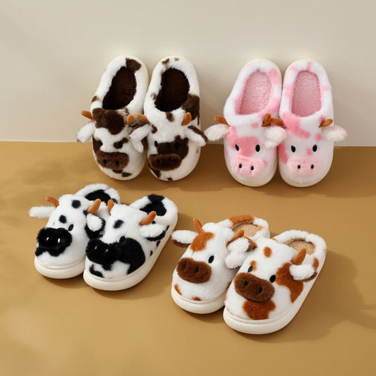 Chaussons épais antidérapants en coton et fourrure pour