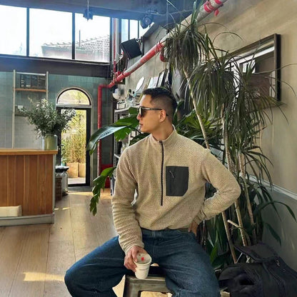 Spring And Autumn Outdoor Pullover High-end Wave Pattern Fleece Sweater