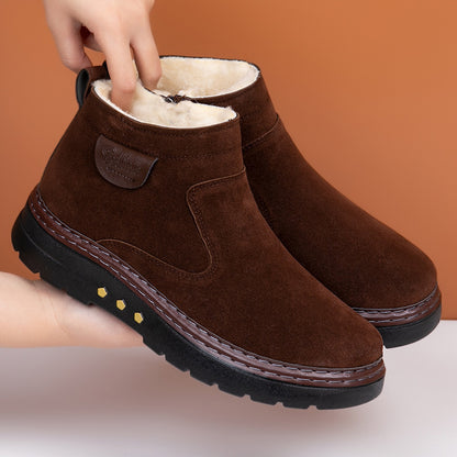 Warm Non-slip Sheep Wool Plus Velvet Thick Cotton Shoes