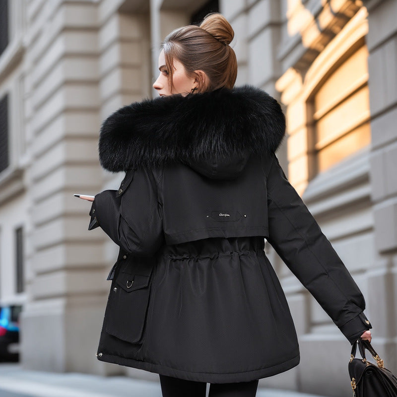 Manteau épais rembourré en velours pour femme
