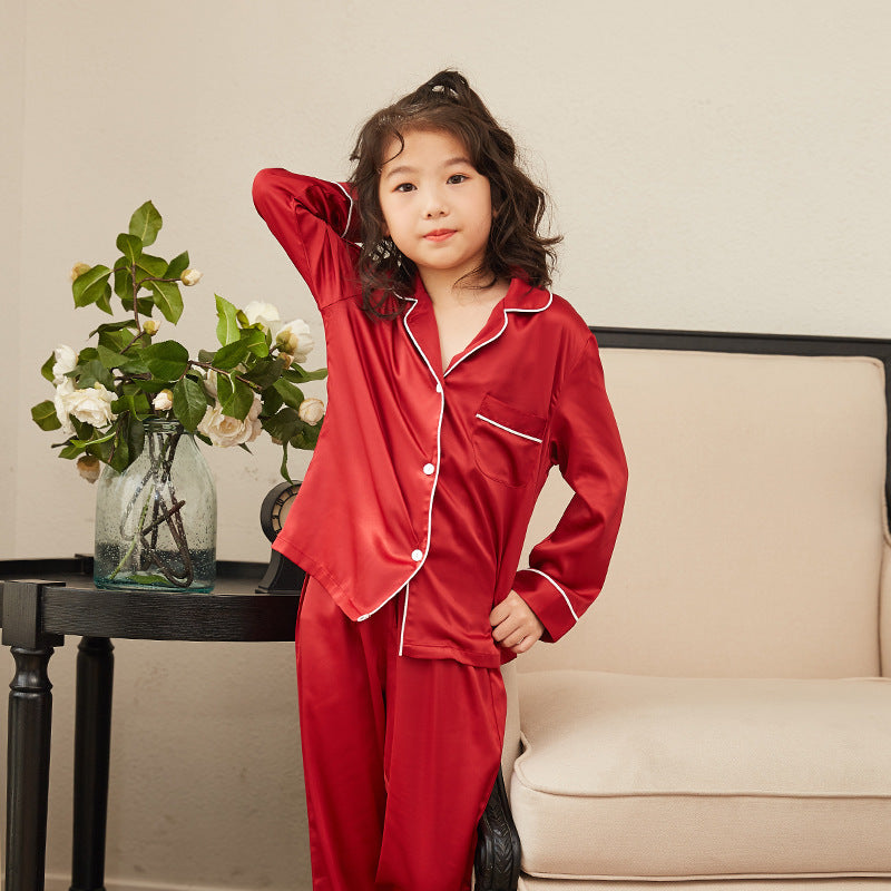 Pyjama d'été en soie à manches longues pour enfants, vêtements de détente fins, pour garçons et filles