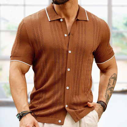 Polo à manches courtes, haut d'été à revers boutonné, vêtements d'affaires tendance pour hommes