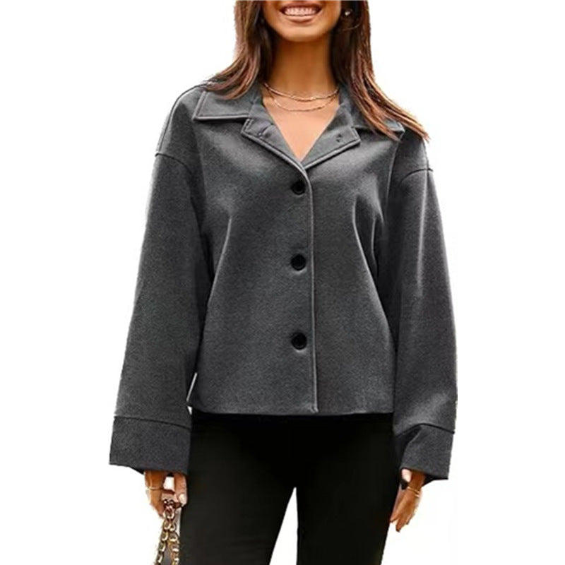 Manteau boutonné à manches longues pour femme