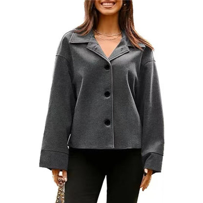 Manteau boutonné à manches longues pour femme