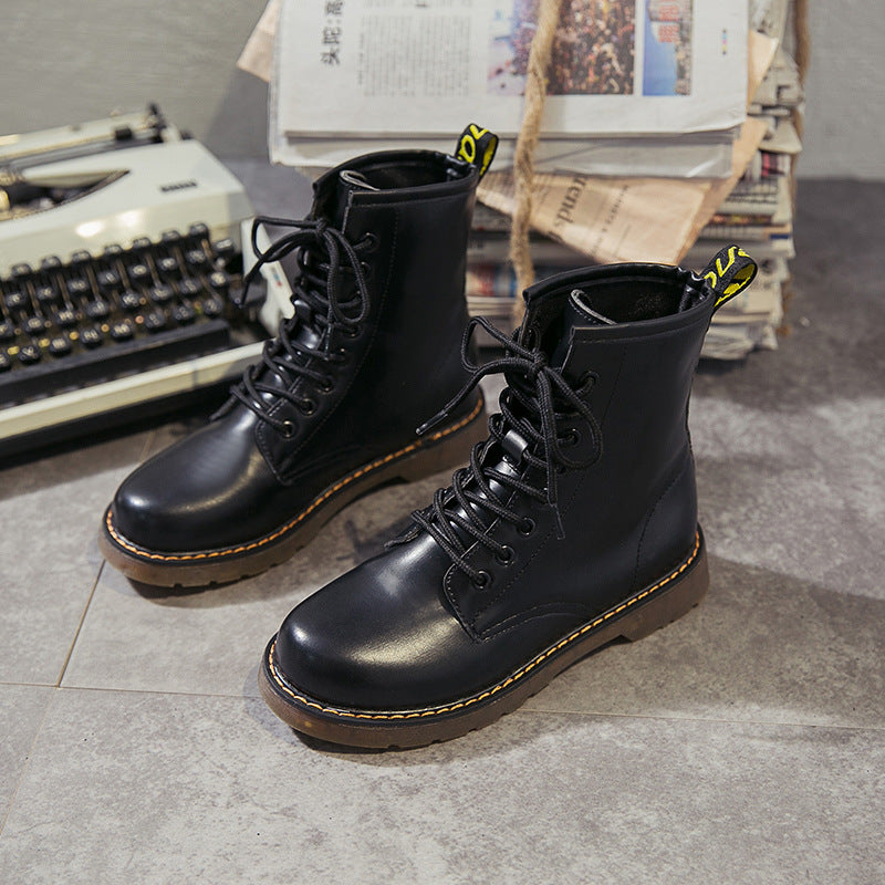 Stylish Round-toe Lace-up Chunky-soled Womens Casual All-match Dr Martens-style Boots