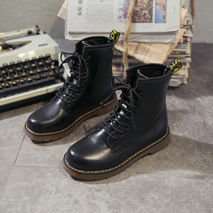 Stylish Round-toe Lace-up Chunky-soled Womens Casual All-match Dr Martens-style Boots