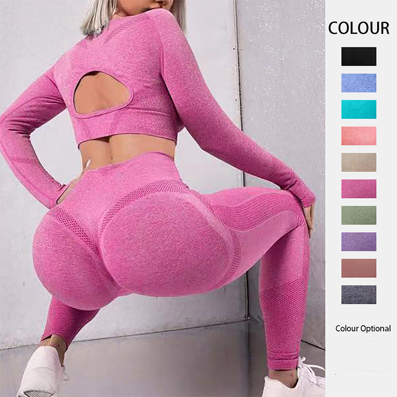 Ensemble de sport 2 pièces, haut à manches longues leggings de fitness taille haute sans coutures, vêtements de sport. Ils sont parfaits prêt a bouger