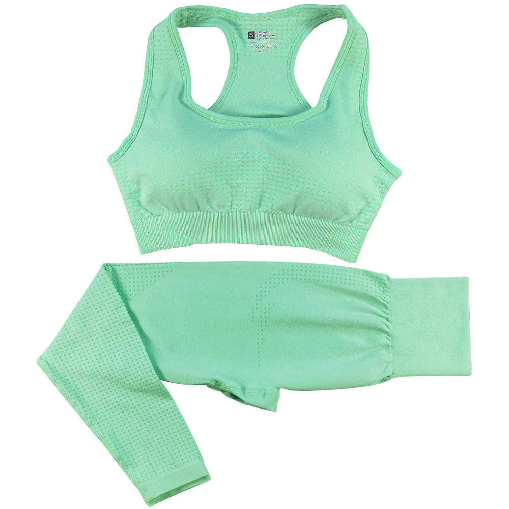 Ensemble de yoga 2 pièces sans couture pour femmes, survêtement, leggings taille haute, vêtements de sport, haut court de fitness, combinaisons de sport, ensemble de gymnastique