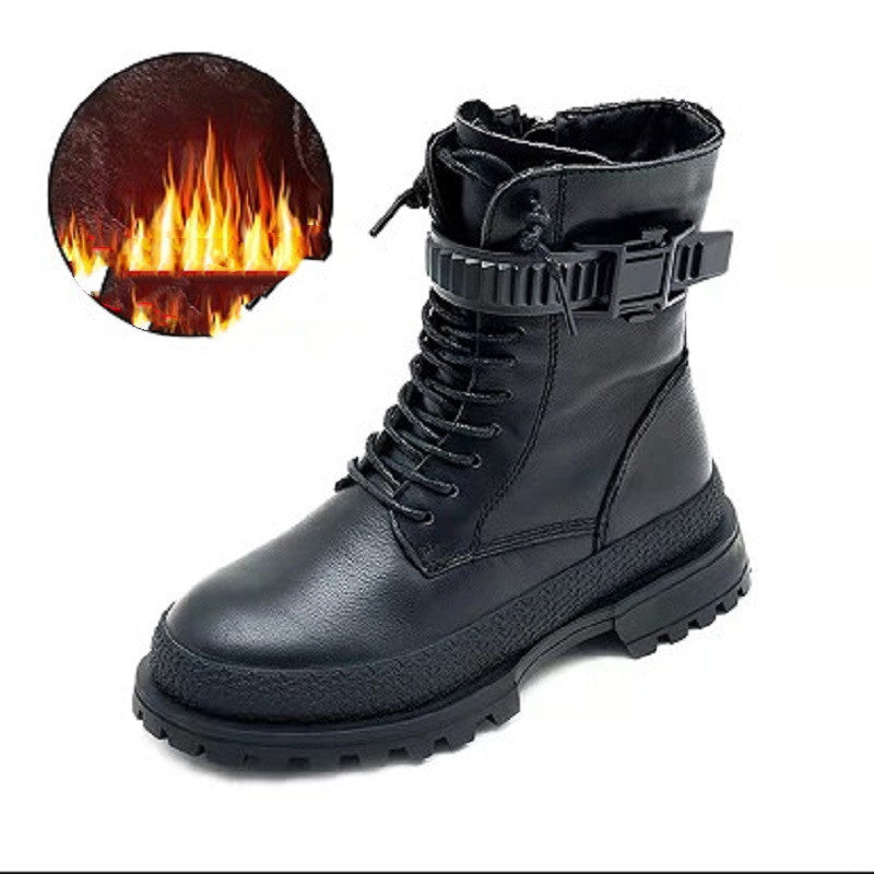 Bottes Martin pour enfants en cuir à bout rond, stylée pour l'automne. Confortable