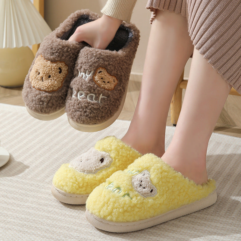 Chaussons d'hiver chauds en forme d'ours pour femmes