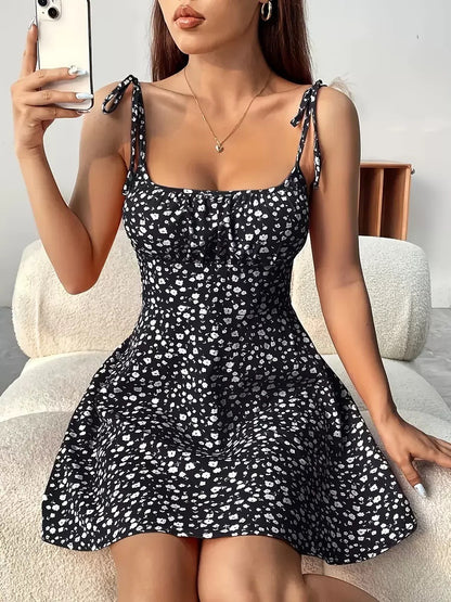Robe décontractée amincissante de style occidental à coupe trapèze et à taille douce