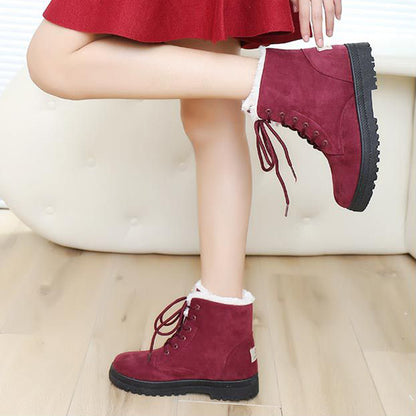 Bottes de neige d'hiver avec bottines en peluche chaudes pour femmes cute et cozy