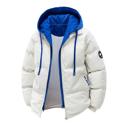 Men's Loose Casual Hooded Warm Fake Two-piece Cotton Jacket