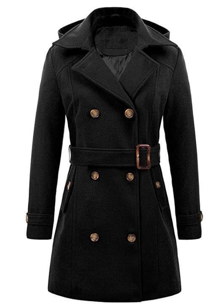 Manteau à capuche en laine pour femme grande taille