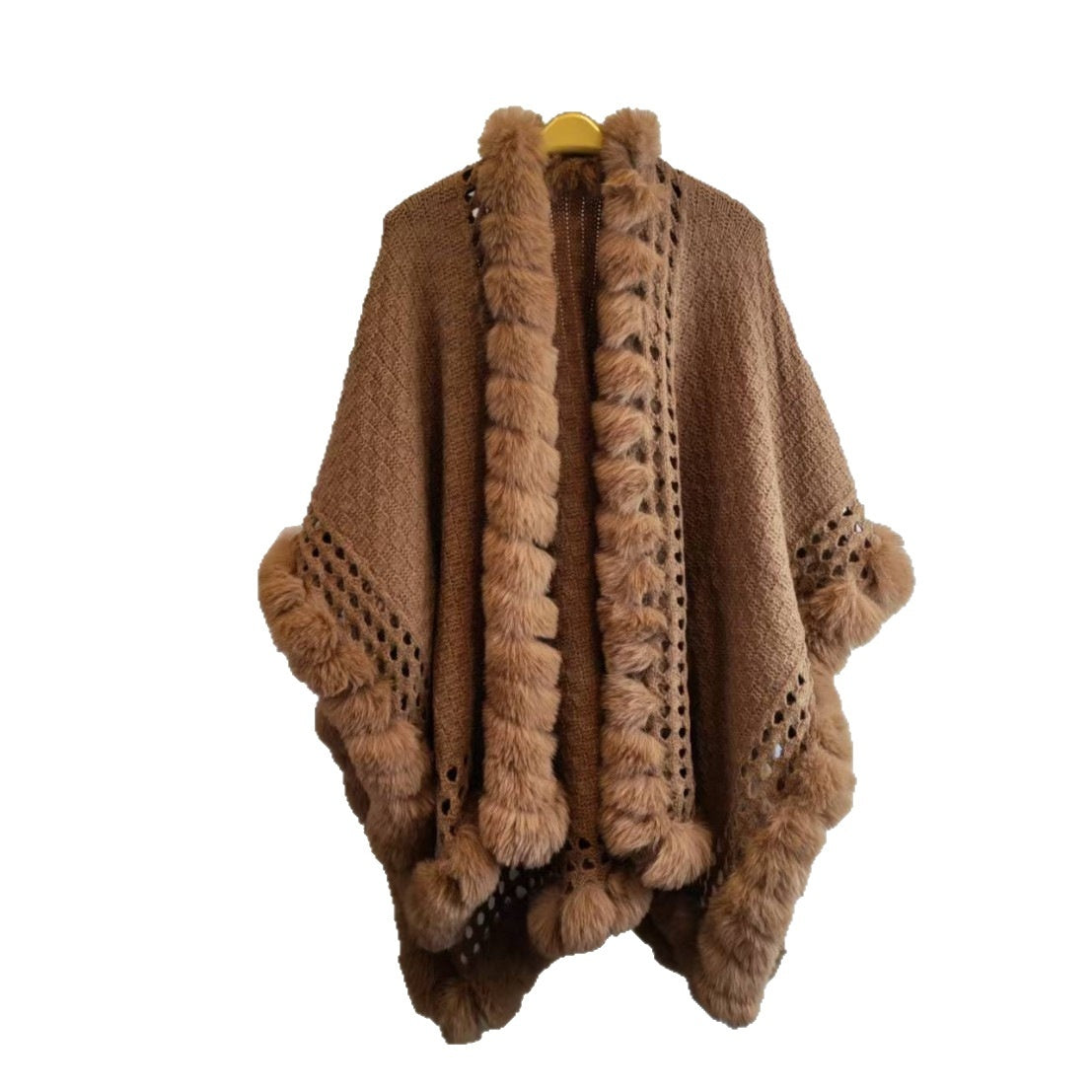 Solid-color Thickened Warm Womens Rabbit-fur Shawl