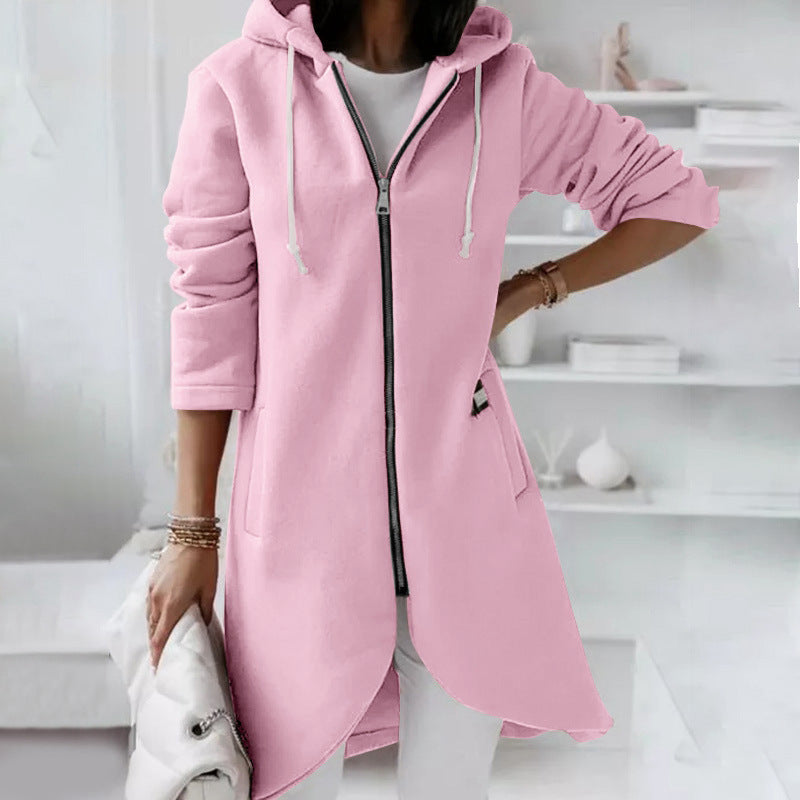 Sweat à capuche zippé à manches longues avec poche tissu léger. Couleur unie pour femme, lire les descriptions sur les articles pour choisir votre grandeur.