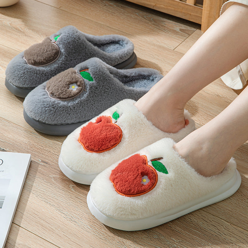 Chaussons en coton pour femmes, pantoufles chaudes en peluche pour l'intérieur