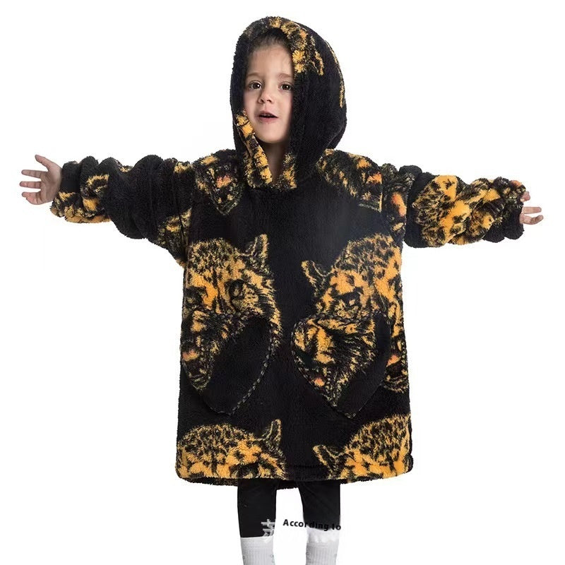 Vêtements confortables en velours de coton résistants au froid pour garçons et filles, couverture à capuche épaisse grande taille, vêtements de nuit pour enfants