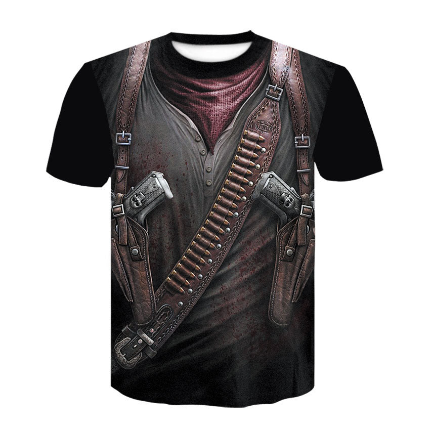T-shirt tendance à manches courtes pour homme, imprimé numérique 3D