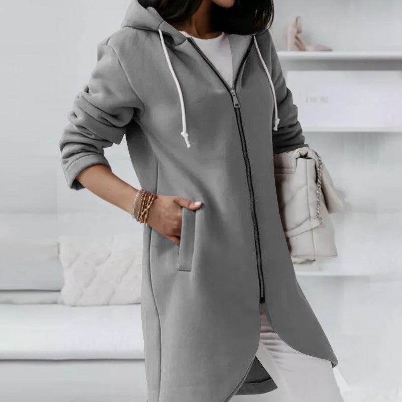 Sweat à capuche zippé à manches longues avec poche tissu léger. Couleur unie pour femme, lire les descriptions sur les articles pour choisir votre grandeur.