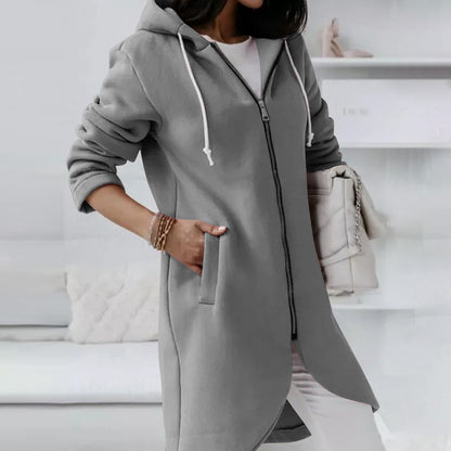 Sweat à capuche zippé à manches longues avec poche tissu léger. Couleur unie pour femme, lire les descriptions sur les articles pour choisir votre grandeur.
