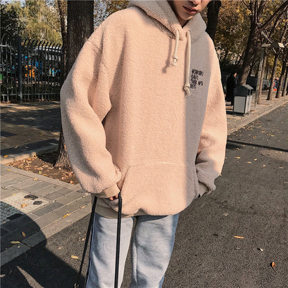 Pull en laine d'agneau pour homme, veste polaire épaisse à capuche pour homme