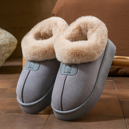 Chaussons en coton à enveloppement de cheville pour femmes, bottes de neige épaisses à la mode