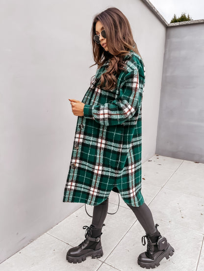 Manteau long en laine à carreaux, décontracté et chaud, à revers boutonnés bien lire les descriptions sur chaque article pour choisir votre bonne grandeur