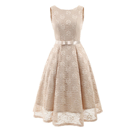 Round Neck Sleeveless Sexy Lace Large Length Dress Bridesmaid Dress