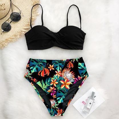 European And American Bikini Print Swimsuit
