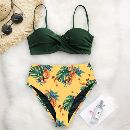 European And American Bikini Print Swimsuit