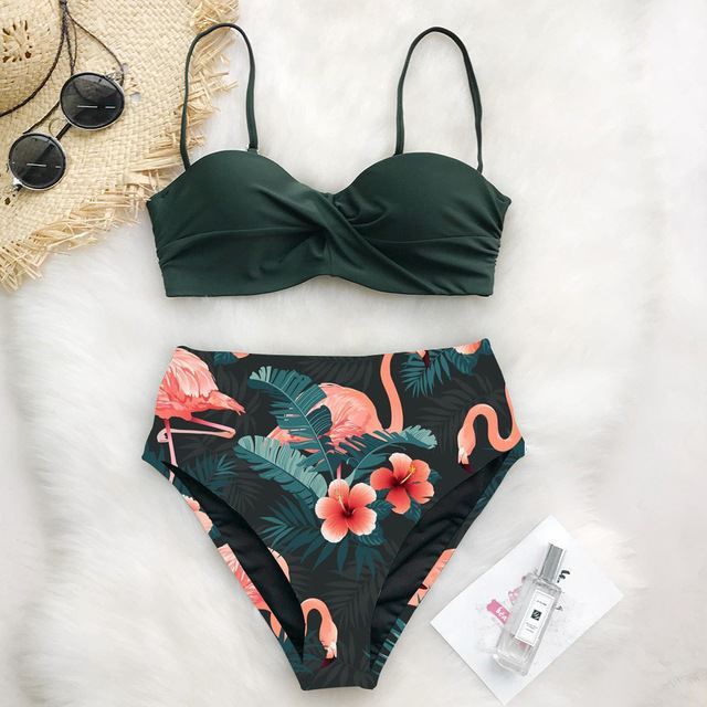 European And American Bikini Print Swimsuit