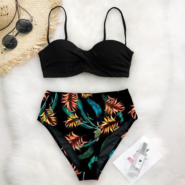 European And American Bikini Print Swimsuit