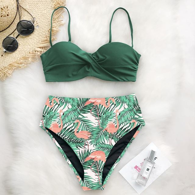 European And American Bikini Print Swimsuit
