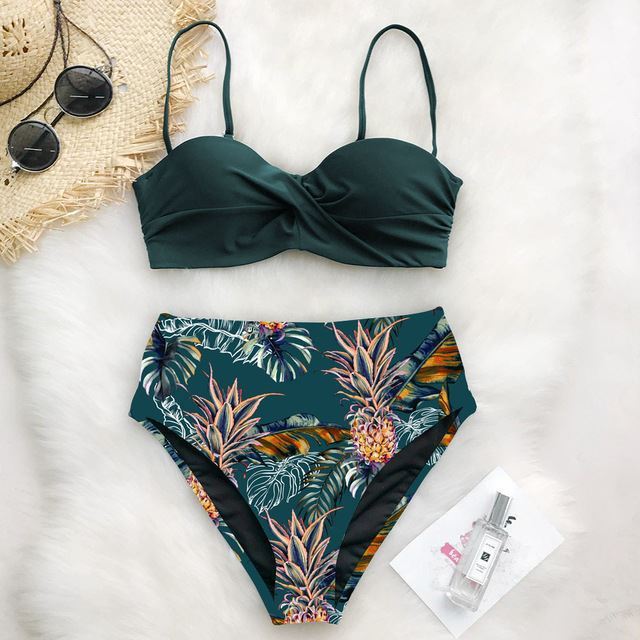European And American Bikini Print Swimsuit