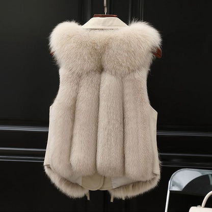 Gilet en fourrure court pour femme, manteau en fourrure artificielle, élégant et chaud, nouvelle collection automne et hiver