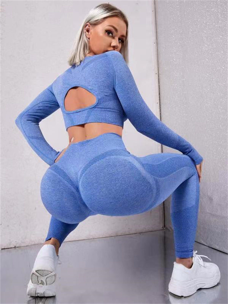 Ensemble de sport 2 pièces, haut à manches longues leggings de fitness taille haute sans coutures, vêtements de sport. Ils sont parfaits prêt a bouger