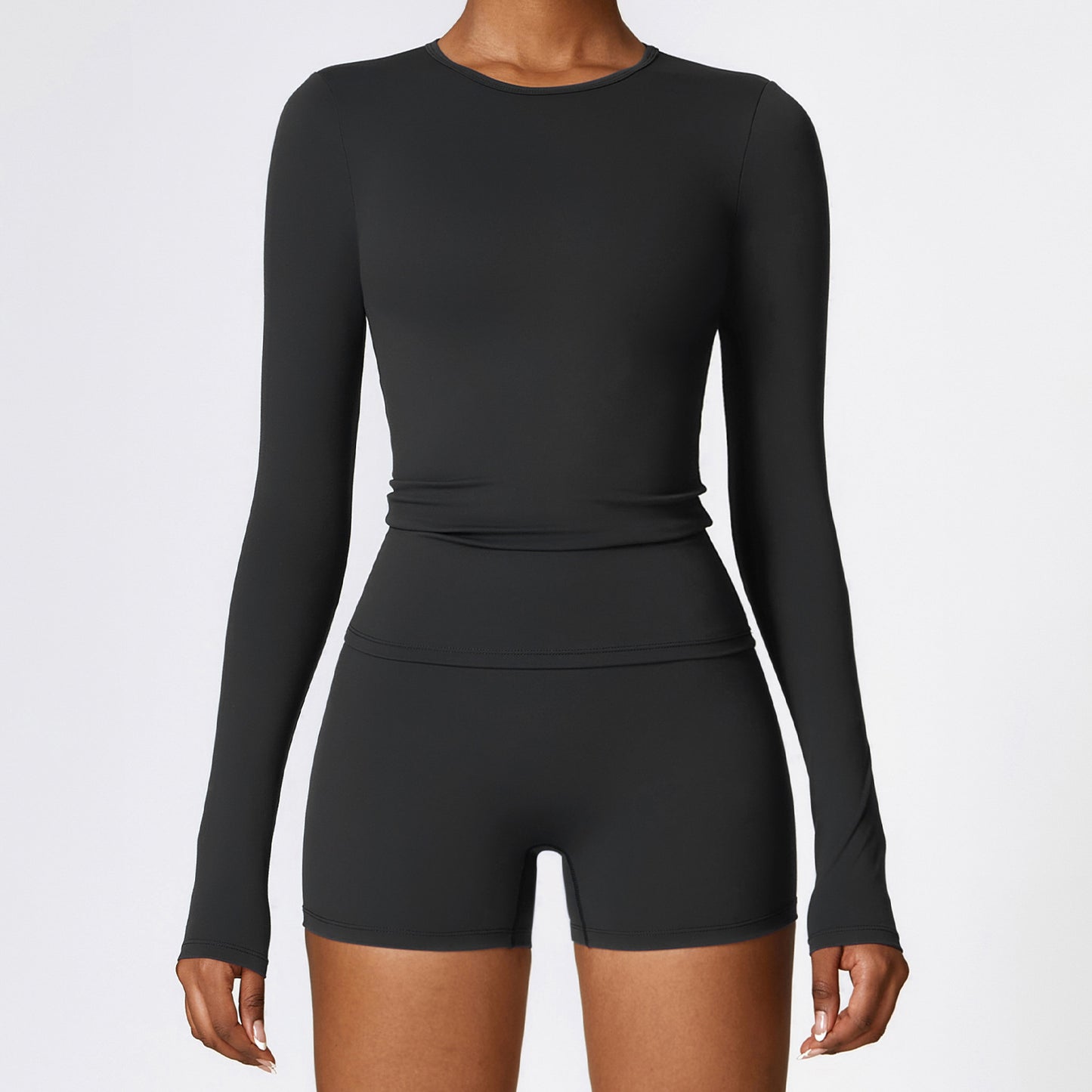 Pull slim à manches longues pour femme, vêtement de sport, de yoga, de fitness et de mode