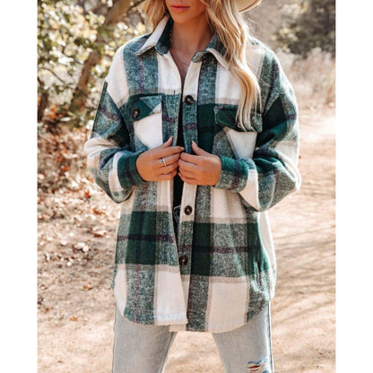 Haut à carreaux en cachemire à manches longues, ample et décontracté, pour femme bien lire la description pour choisir votre bonne grandeur