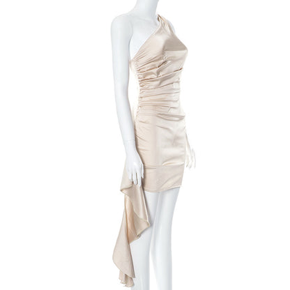 Mini-robe asymétrique sans manches,  sexy slim dos nu, robes de soirée et de mariage, vêtements pour femmes