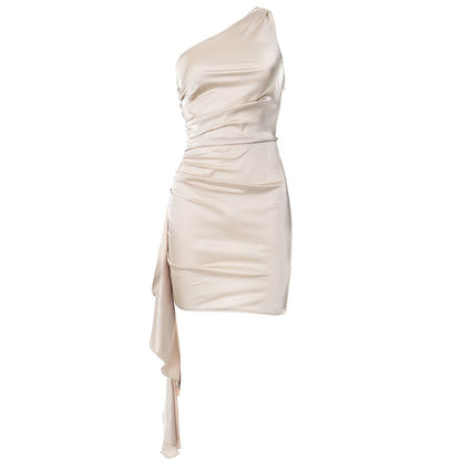 Mini-robe asymétrique sans manches,  sexy slim dos nu, robes de soirée et de mariage, vêtements pour femmes