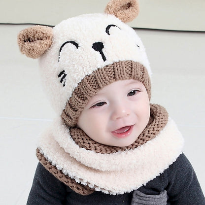 Tuque et foulard en laine,cute, chaud et confortable pour bébé